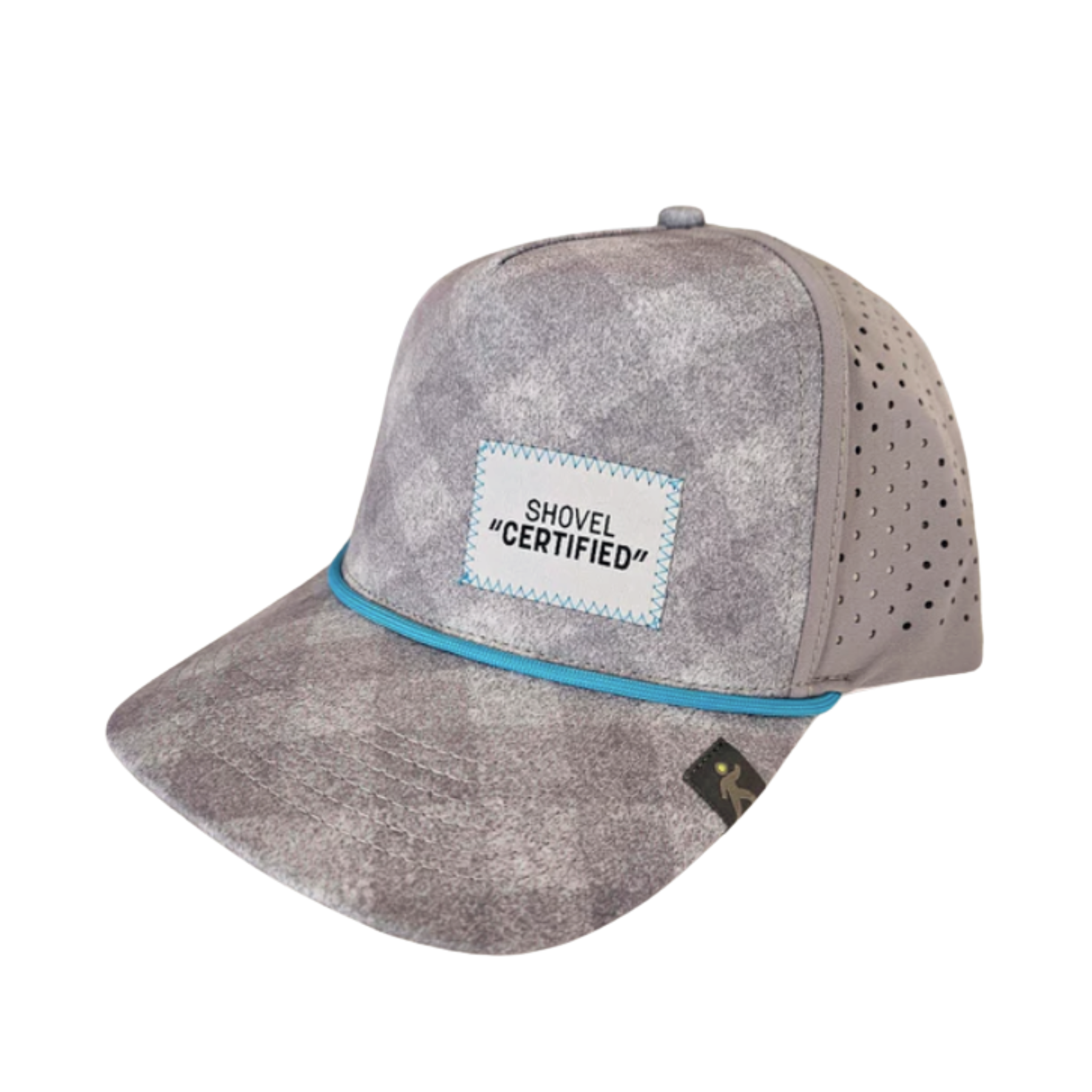 Gray cap with 'Shovel Certified' patch on a white background