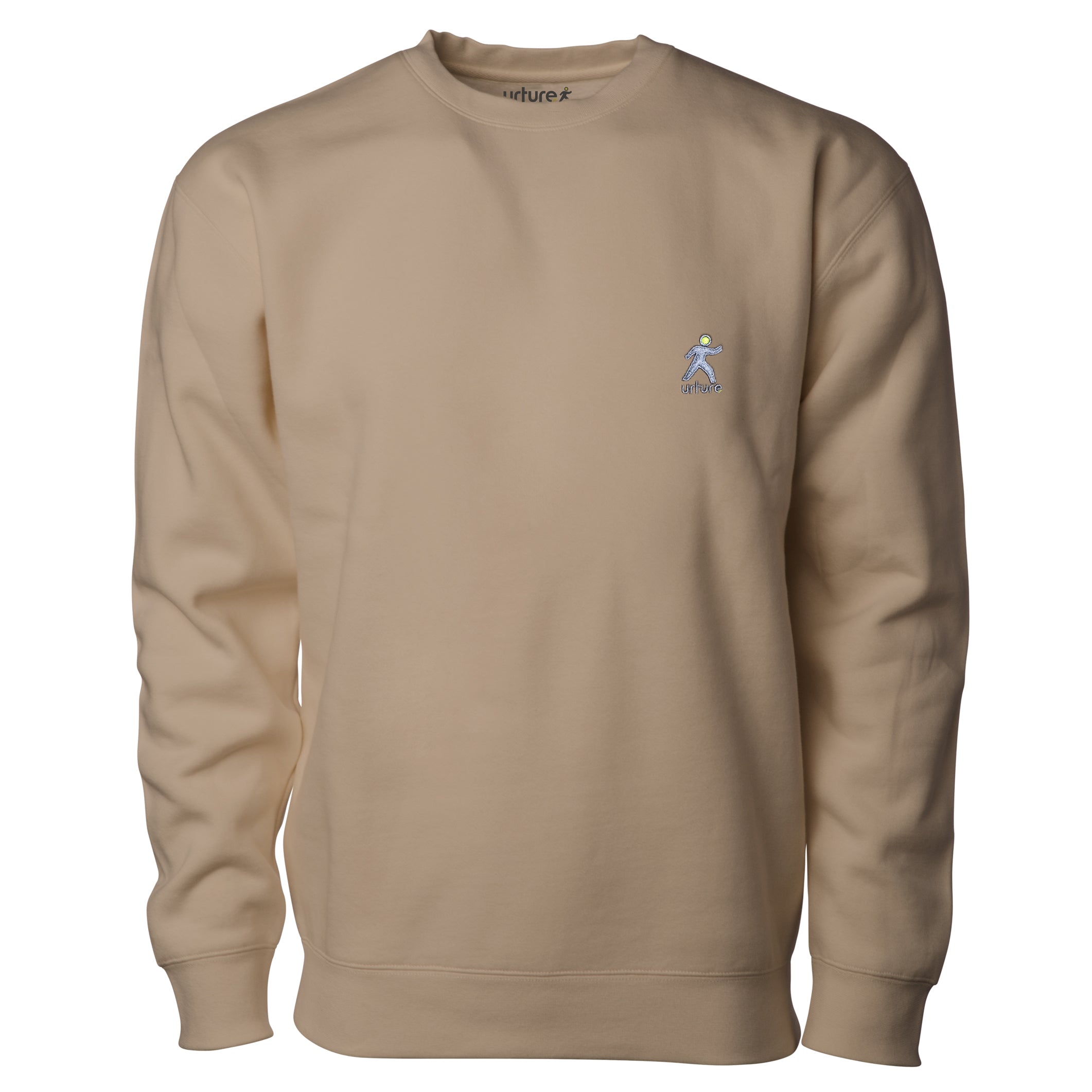 Urture Embroidered Sandstone Crew Neck Sweatshir