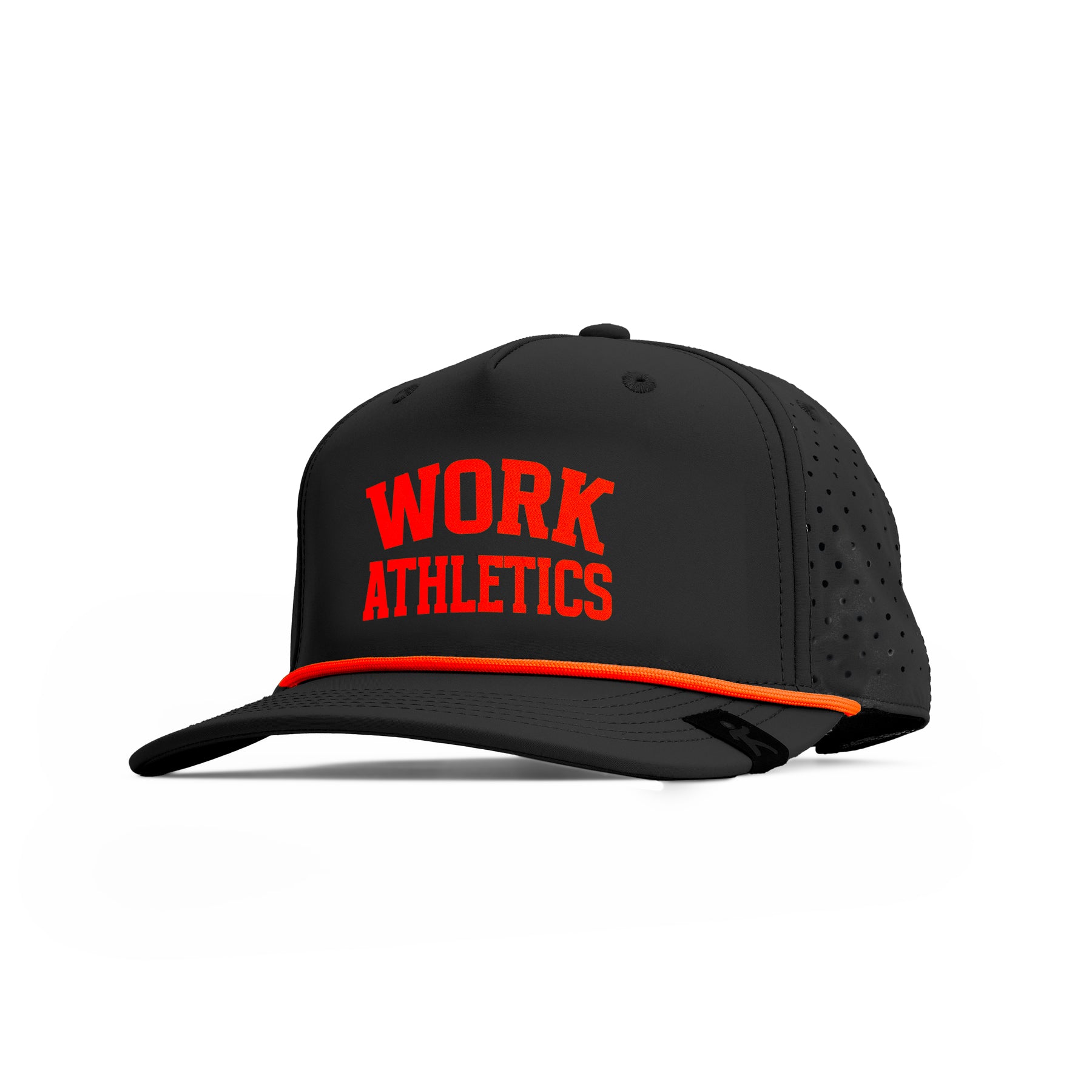 Hat, Work Athletics Black/Red, 5 Panel Performance w/rope